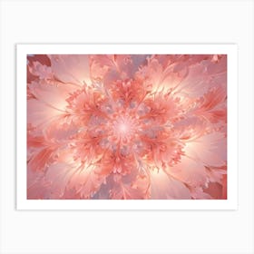 Intricate Fractal Design Resembling A Blooming Pink Flower, With Delicate Petals And A Glowing Center Art Print