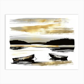 Two Boats At Sunset Art Print