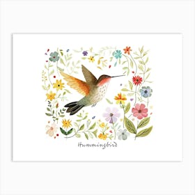 Little Floral Hummingbird 2 Poster Art Print