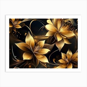 Golden Flowers 3 Art Print