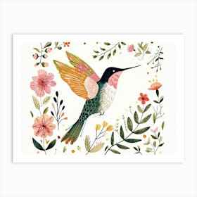 Little Floral Hummingbird 1 Art Print