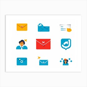 Business Communication Icons Flat Design Minimalistic For Web And Applications Include Envelope (6) Art Print