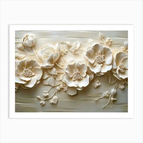 White Flowers On Wood Art Print