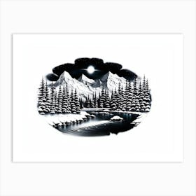 Winter's Whisper: A Mountain Creek 1 Art Print