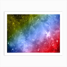 Red, Blue Galaxy Space Background Art Print