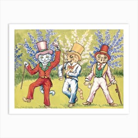 Three Cats Performing A Song And Dance Act Art Print