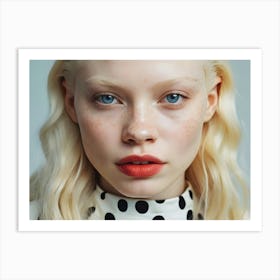 Portrait Of Albino Girl With Freckles and blue eyes 1 Art Print