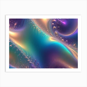 A Vibrant, Abstract, Iridescent Background With A Swirling, Fluid Pattern In Shades Of Blue, Green, Gold, And Purple Art Print