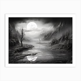 Ethereal Landscape Abstract Black And White 2 Art Print