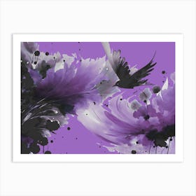 Ink Bird Flying Lilac  Art Print