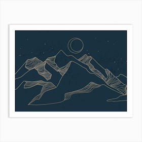 Moon And Mountains Art Print