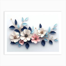 3d Artwork Illustration Flowers White 5 Art Print