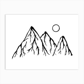 Mountains Line Art Print