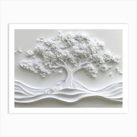 3d Relief White Tree 5 Art Print