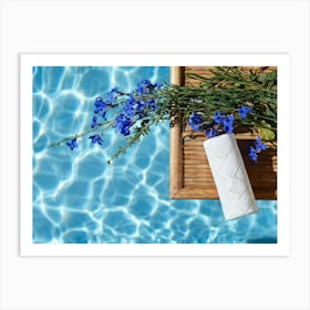 Still Life Composition Featuring A Plaster Bandage Adorned With Blue Blossoms And Fresh Herbs Casti 2 Art Print