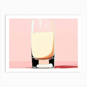 Glass Of Milk on Pink Art Print