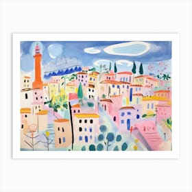 Verona Italy Cute Watercolour Illustration 3 Art Print