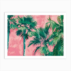 Palm Trees On Pink Wall Art Print