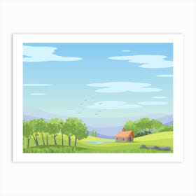 Landscape With A House Art Print