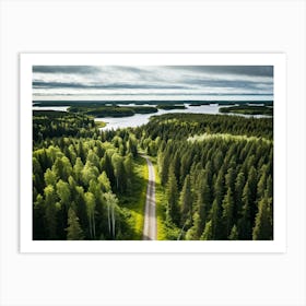 An Aerial View Capturing The Blinding Beauty Of A Life Filled Forest In Sweden Sprawling Spruce And (5) Art Print