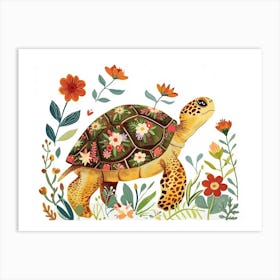 Little Floral Turtle 1 Art Print