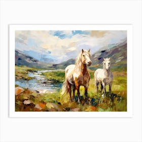 Horses Painting In Scottish Highlands, Scotland, Landscape 4 Art Print