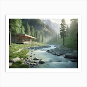 Cabin In The Mountains 6 Art Print