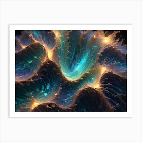 Abstract Image Of A Swirling, Fluid Liquid With A Metallic Sheen Art Print