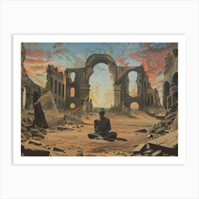 Buddha Deep Meditation In Sunset Art Print