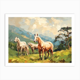 Horses Painting In Monteverde, Costa Rica, Landscape 1 Art Print