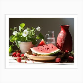 Still Life With Watermelon Art Print