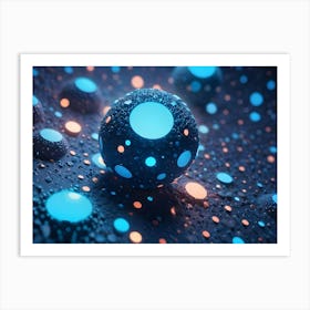 A 3d Render Of A Collection Of Glowing Spheres With A Textured Surface Art Print