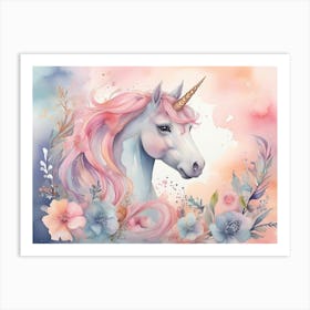 Whimsical Magical Unicorn Watercolor Art Print