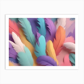 Abstract Image Of Colorful Feathers On A Pink Background Art Print