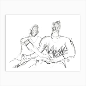 Poster Print Giclee Wall Art Adult Mature Explicit Homoerotic Erotic Man Male Nude Gay Art Drawing Artwork 010 Art Print