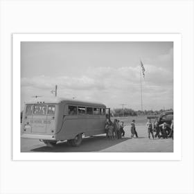 School Bus Bringing Home Children To Agua Fria Migratory Labor Camp, Arizona By Russell Lee Art Print