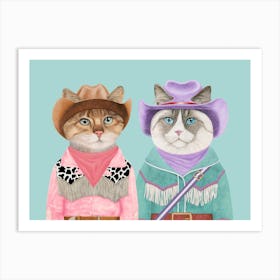 Cowboy Cats 16 Art Print