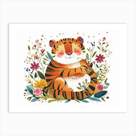 Little Floral Siberian Tiger 3 Art Print