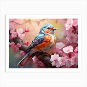 Bird In Cherry Blossoms 3 Art Print