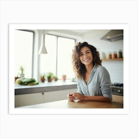 Happy Woman In Kitchen Art Print