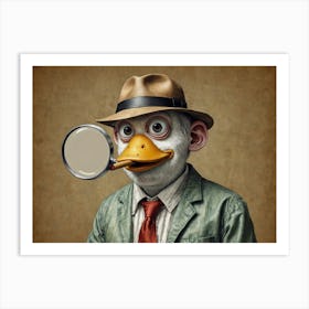 Duck With Magnifying Glass Art Print