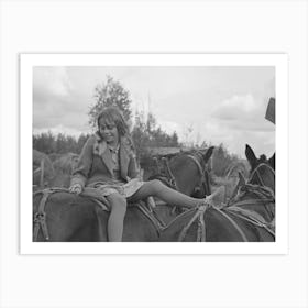 Girl Astride Mule, Farm Near Northome, Minnesota By Russell Lee Art Print