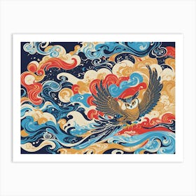 Colourful Asian Owl Art Art Print