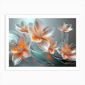 3d Lotus Flowers Art Print