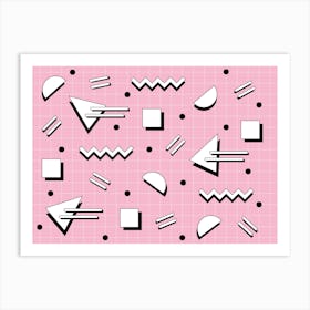 Memphis Pattern Retro Dreamwave 80s Vintage 90s Pink Shapes Artwork Art Print