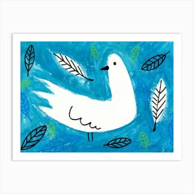 Bird On Blue Art Print