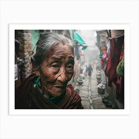 Shantiva zaga, an old nun in a poor village in India Art Print