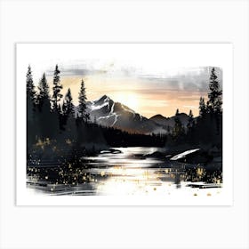 Sunset At The Lake 1 Art Print