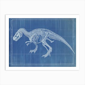 Allosaurus Dinosaur Skeleton Blueprint 1 Art Print
