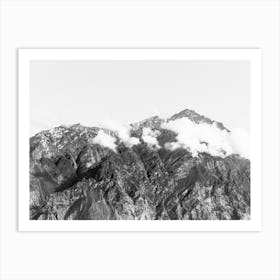 Black And White Mountain Range With Some Clouds In Pakistan Art Print